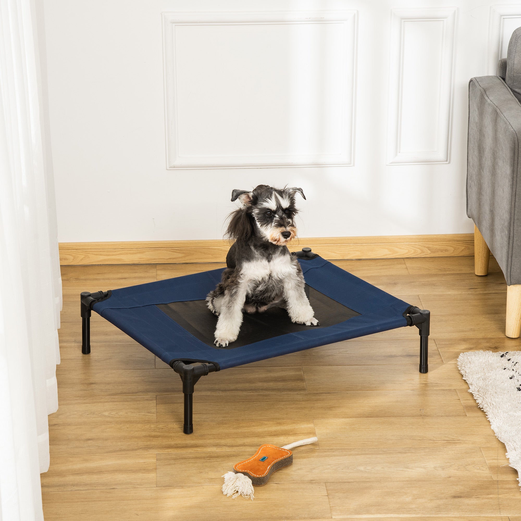 Elevated Pet Bed Dog Cat Cot Cozy Beds Camping Comfortable, Blue and Black Elevated Dog Beds   at Gallery Canada