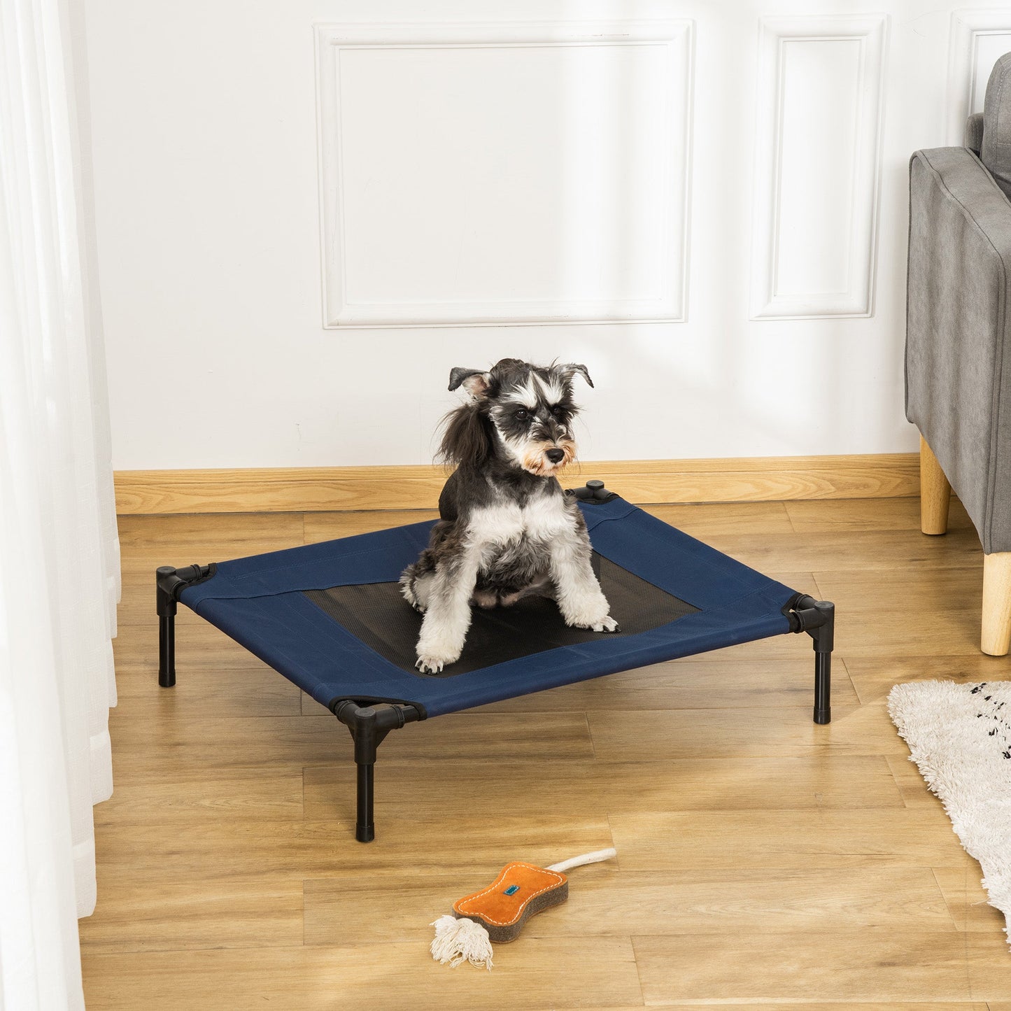 Elevated Pet Bed Dog Cat Cot Cozy Beds Camping Comfortable, Blue and Black Elevated Dog Beds   at Gallery Canada