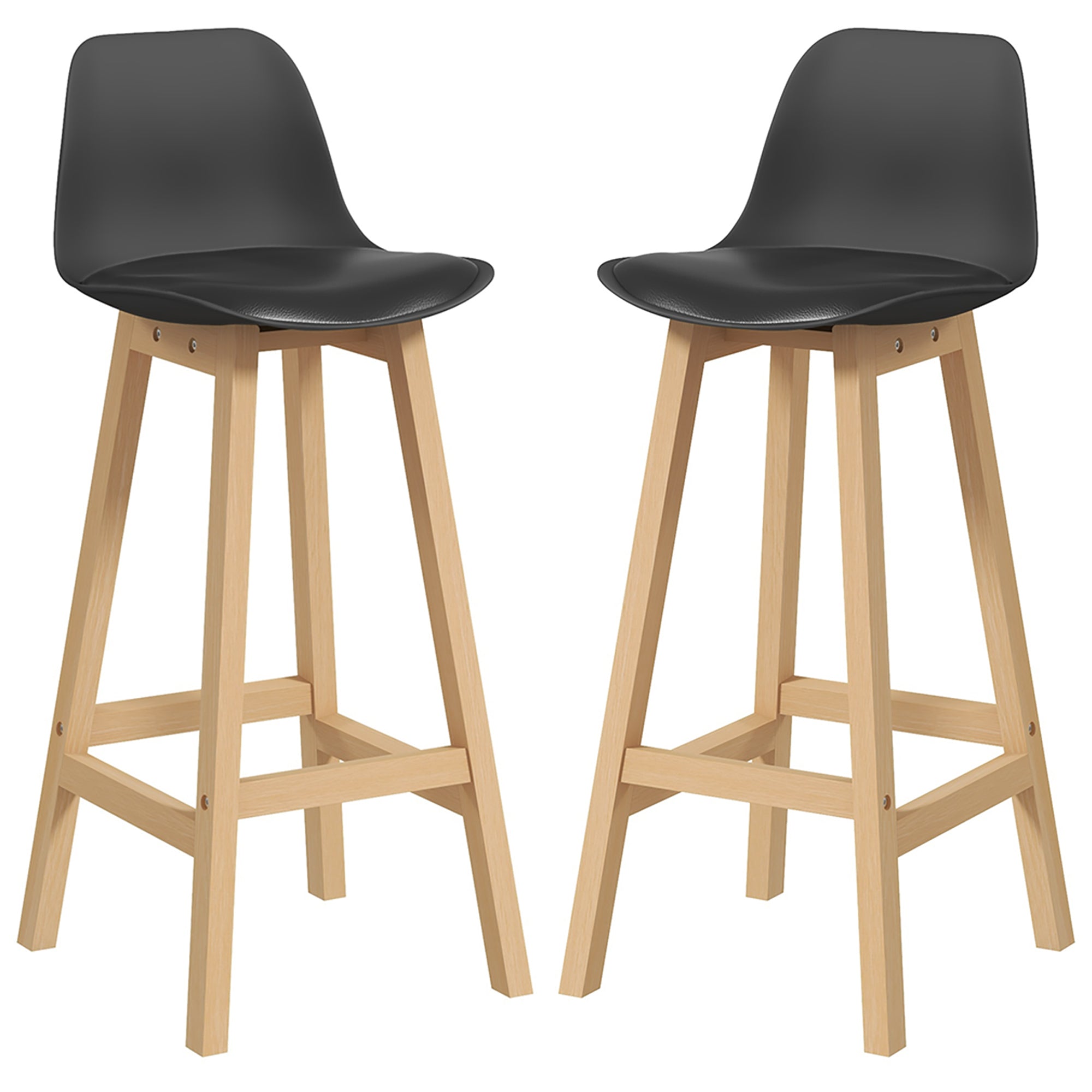 Bar Height Stools Set of 2, PU Leather Upholstered Stools for Kitchen Island, Modern Bar Chairs with Backs, Black Bar Stools Multi Colour  at Gallery Canada