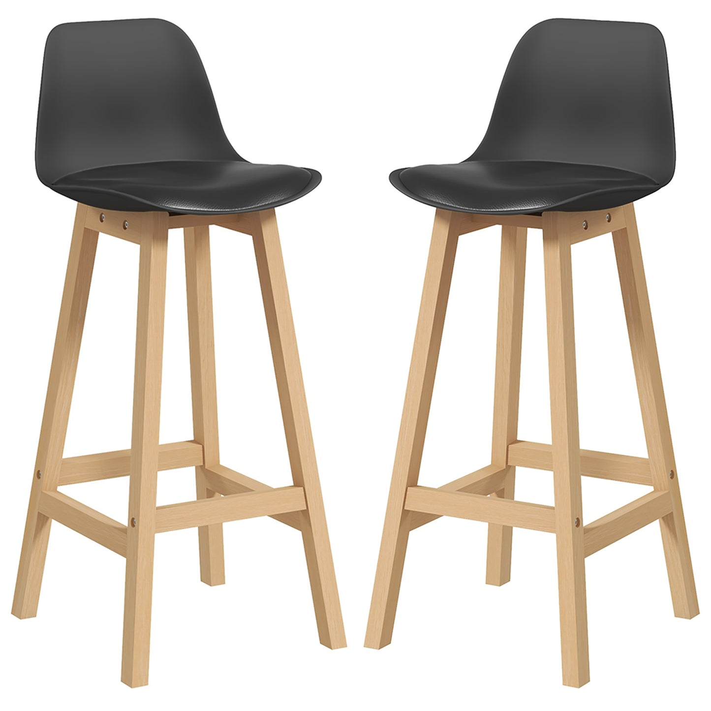 Bar Height Stools Set of 2, PU Leather Upholstered Stools for Kitchen Island, Modern Bar Chairs with Backs, Black Bar Stools Multi Colour  at Gallery Canada