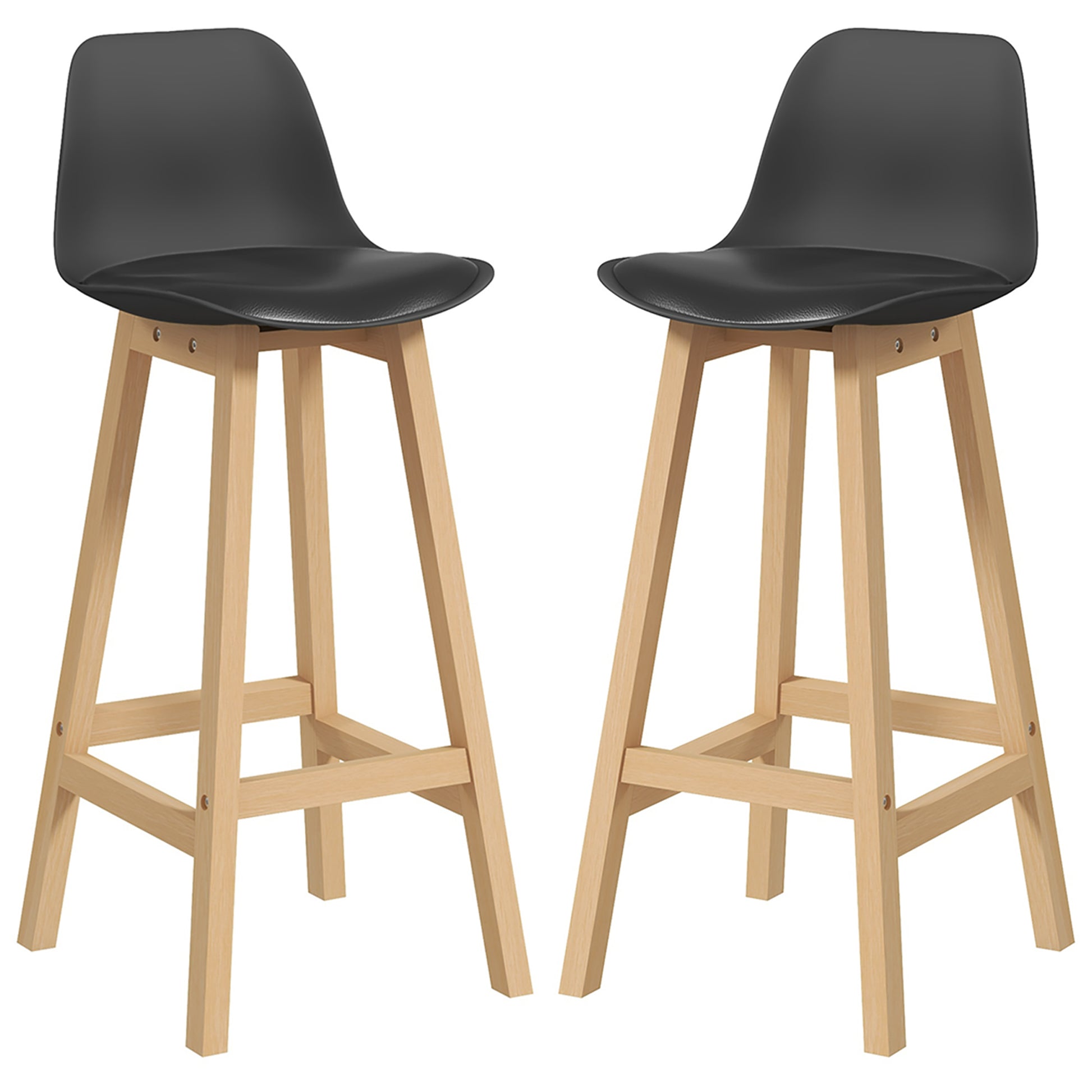 Bar Height Stools Set of 2, PU Leather Upholstered Stools for Kitchen Island, Modern Bar Chairs with Backs, Black Bar Stools Multi Colour  at Gallery Canada