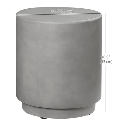 Concrete Finish Side Table, 17" Round End Table for Indoor and Outdoor, Light Grey Side Tables   at Gallery Canada