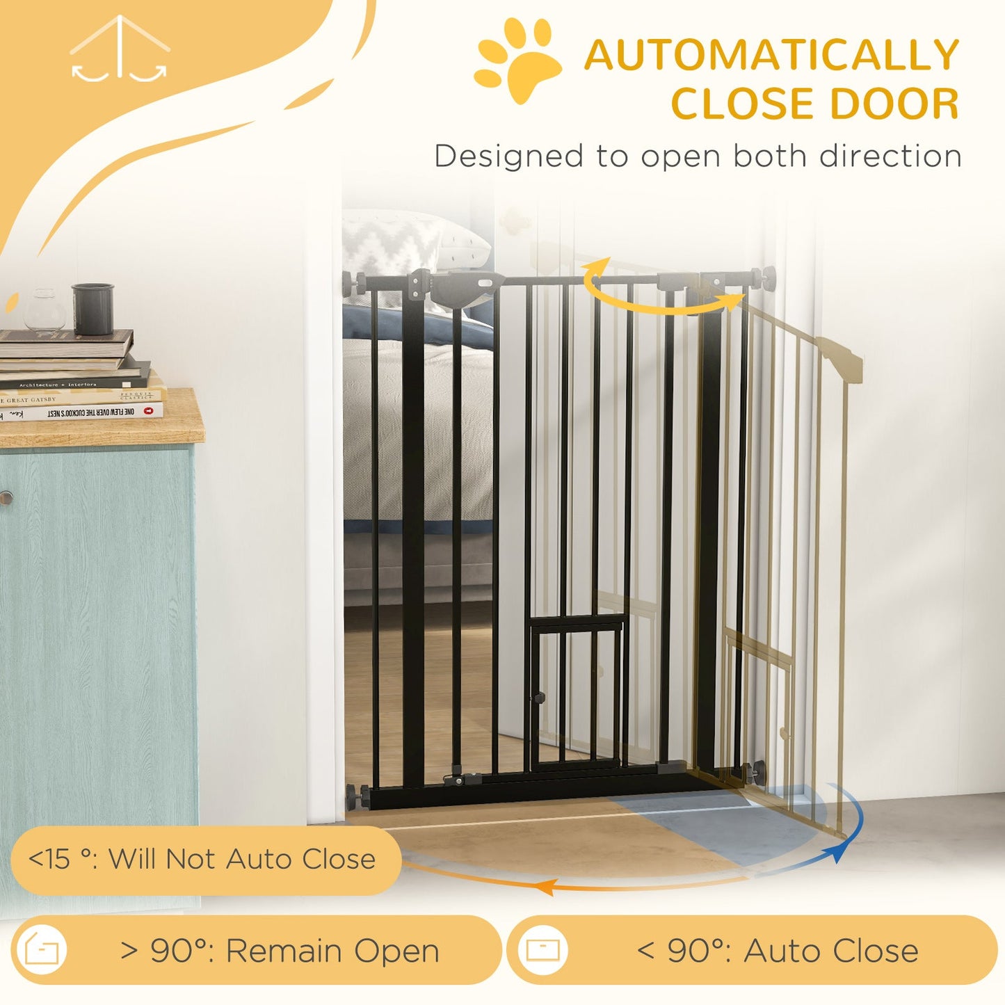 36" Easy Open Indoor Dog Gates for Doorways, House, Stair - Black Houses, Kennels & Pens   at Gallery Canada