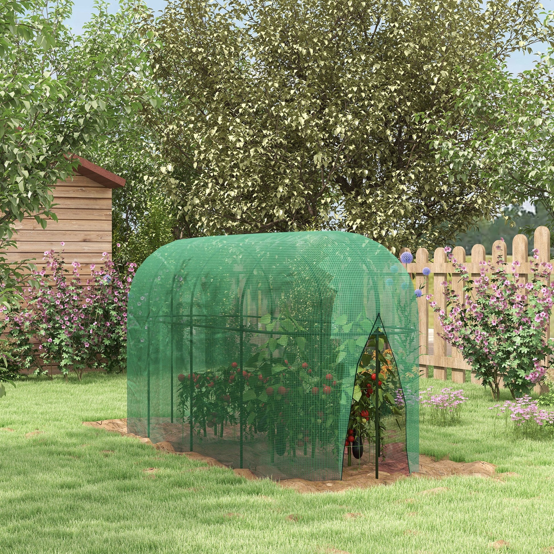 9.8' x 3.3' Plant Protector Tent, Crop Cage with Zipped Door and Ground Stakes, for Garden, Yard, Lawn Walk In Greenhouses   at Gallery Canada