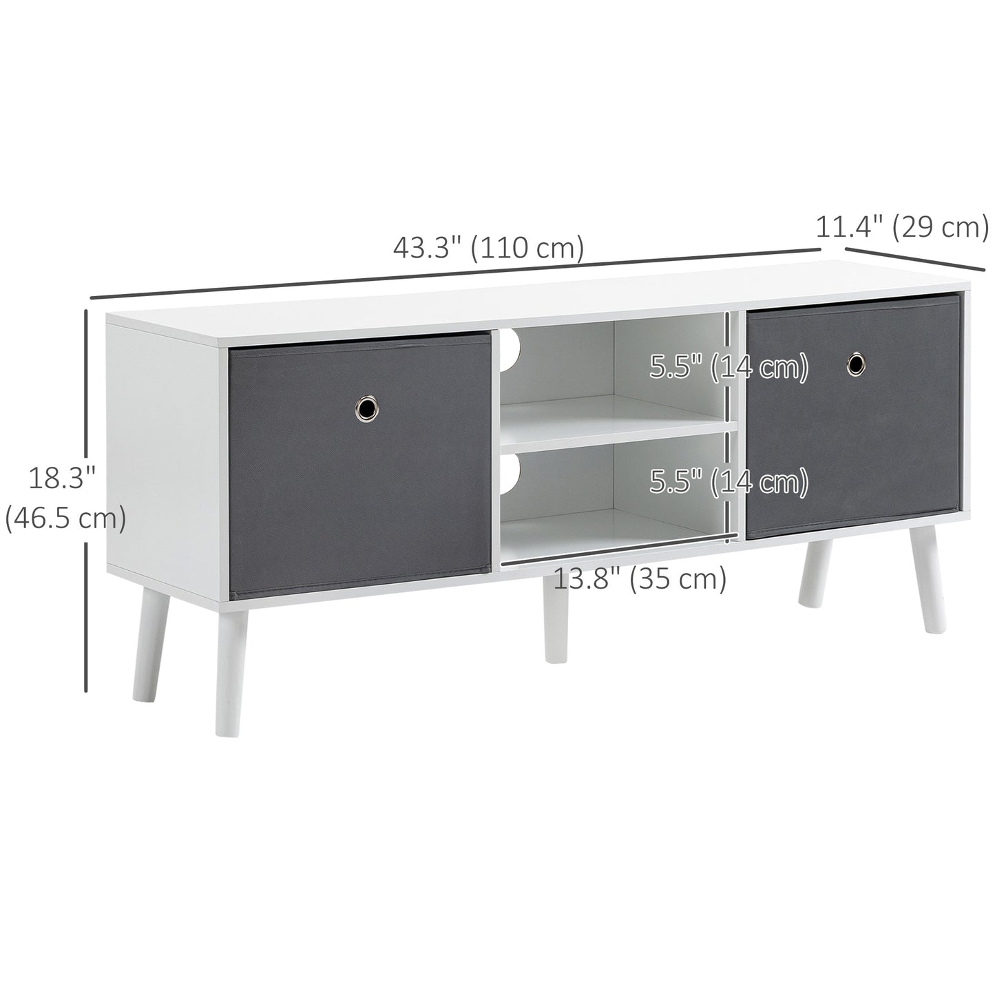 Modern TV Stand Cabinet with Foldable Drawers and Shelves for Living Room, Bedroom TV Stands   at Gallery Canada