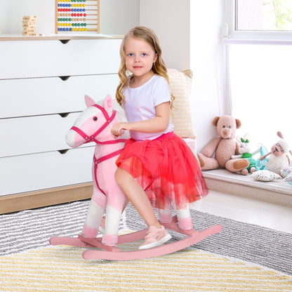 Rocking Horse Plush Pony Children Kid Ride on Toy w/ Realistic Sound (Light Pink) Rocking Horses   at Gallery Canada