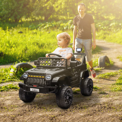 12V Ride on Truck, Electric Car for Kids with Remote Control, Suspension, 3 Speeds, USB Music Headlights, Black Electric Toy Cars Black  at Gallery Canada