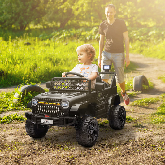 12V Ride on Truck, Electric Car for Kids with Remote Control, Suspension, 3 Speeds, USB Music Headlights, Black Electric Toy Cars   at Gallery Canada