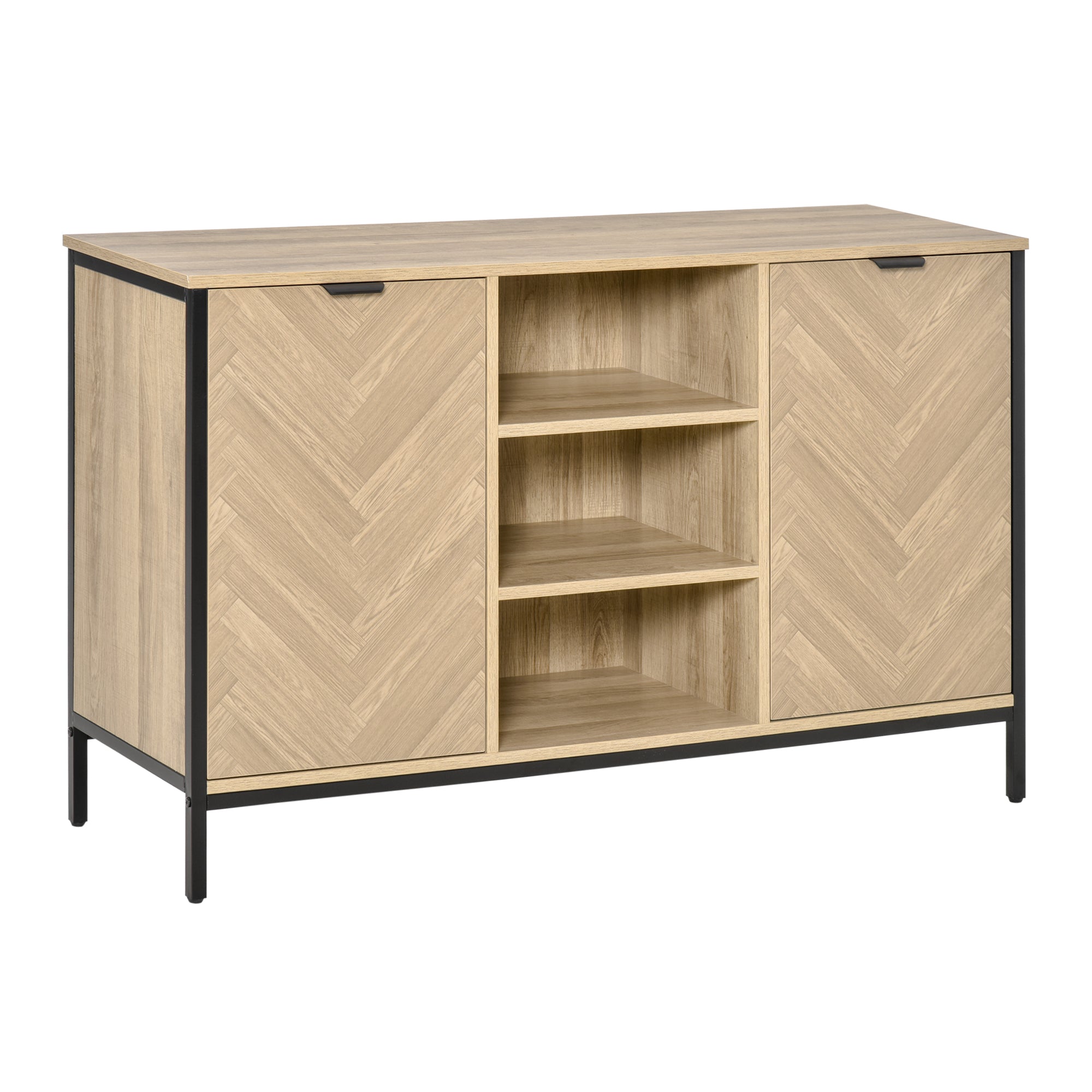 Sideboard Buffet Storage Cabinet Cupboard with 2 Doors and Adjustable Shelves for Dining Room, Kitchen, Living Room, Oak Tone Bar Cabinets Oak  at Gallery Canada