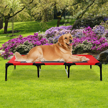 Elevated Dog Bed, Foldable Raised Dog Cot for XL Sized Dogs, Indoor &; Outdoor, 48" x 36" x 9", Red Elevated Dog Beds   at Gallery Canada