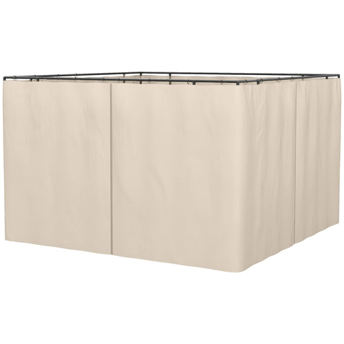 10' x 10' Universal Gazebo Sidewall Set with 4 Panels, Hooks/C-Rings Included for Pergolas &; Cabanas, Beige