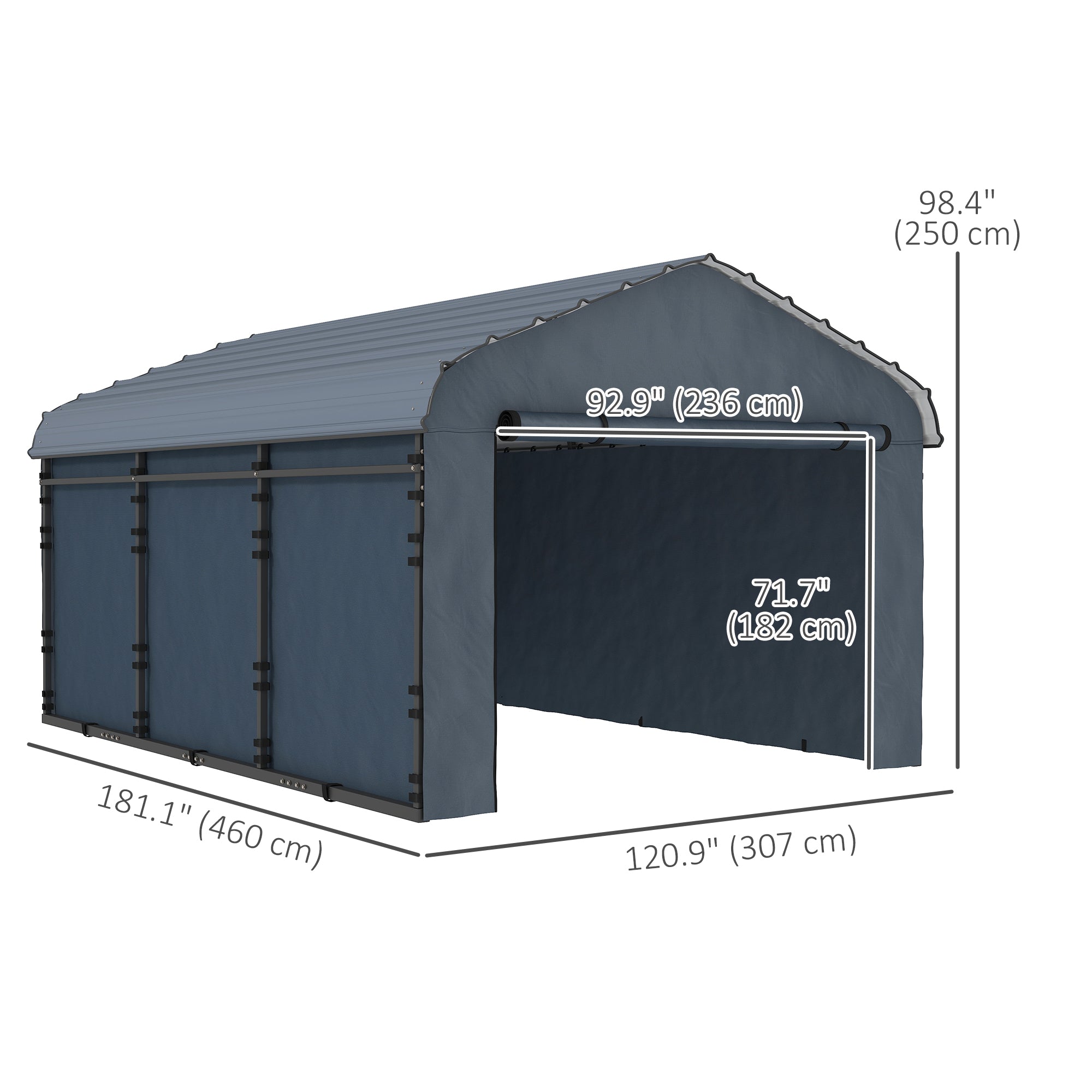 10' x 15' Metal Carport, Heavy Duty Garage Car Shelter with Galvanized Metal Roof and Removable Sidewalls, Dark Grey Car Shelters at Gallery Canada