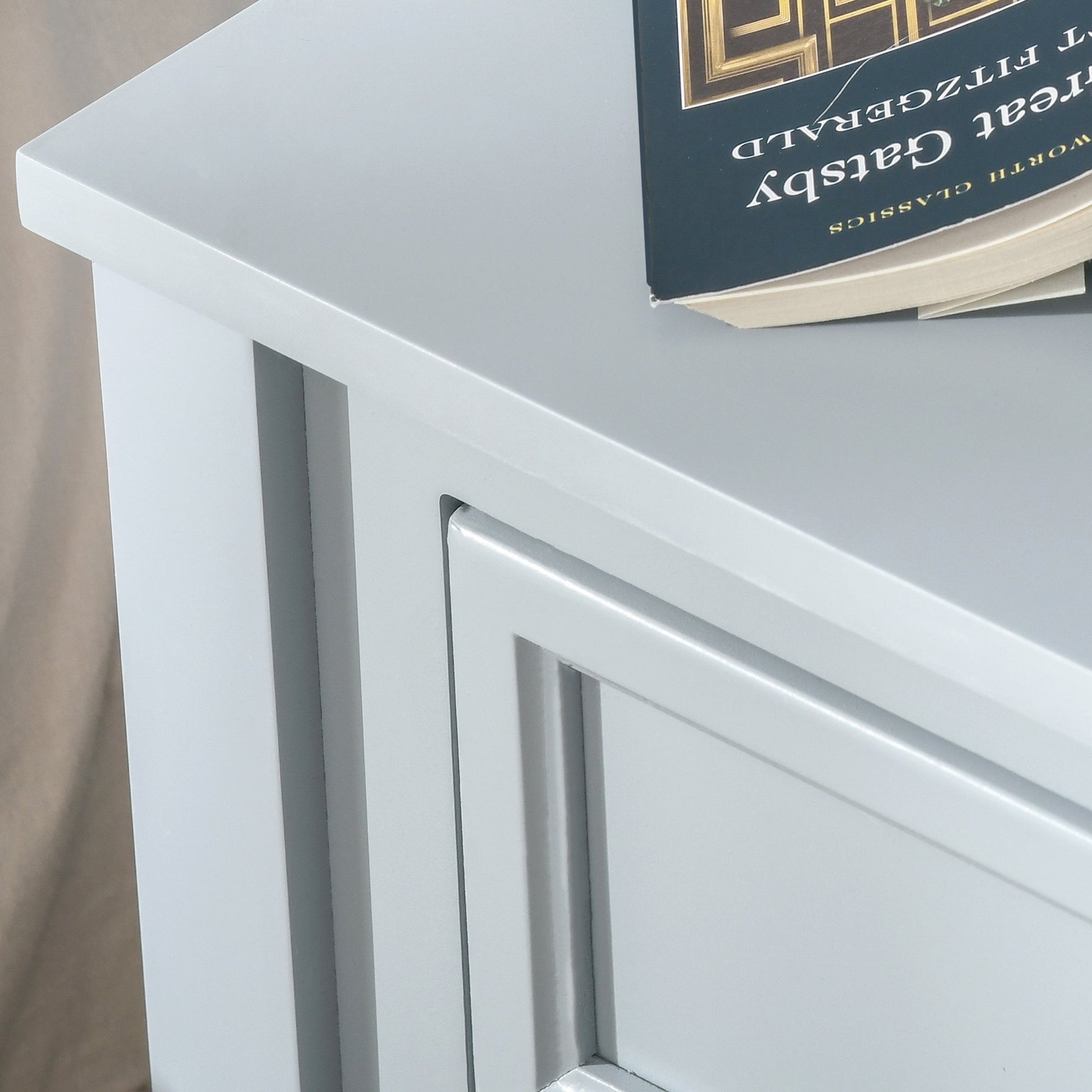 Accent End Table Nightstand with Grey Tabletop, Storage Drawer, and Bottom Shelf, Grey Side Tables   at Gallery Canada