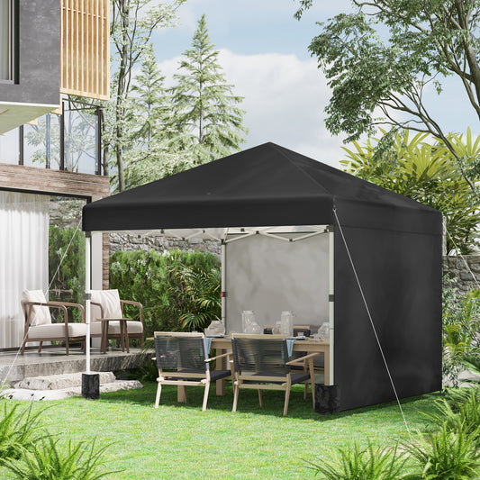 10' x 10' Pop Up Canopy with Sidewalls, Roller Bag, Height Adjustable Instant Tent for Outdoor Garden Patio, Black Pop Up Canopies at Gallery Canada