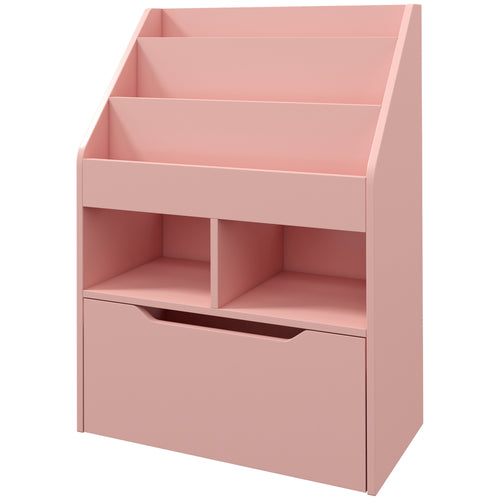 Kids Bookcase with Storage Drawer for Books, Reading Nook, for Classroom, Bedroom, Playroom, Pink