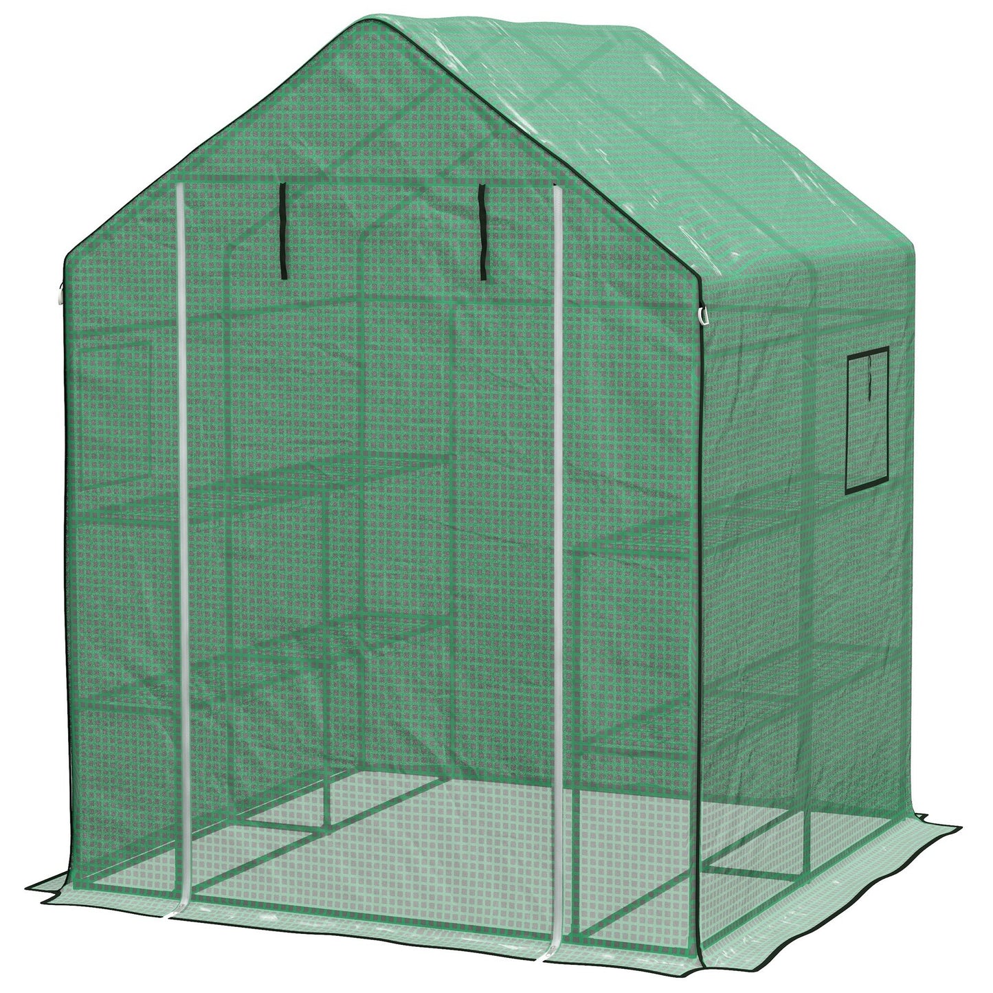 3-Tier 8-Shelf Walk-in Greenhouse with PE Cover and Roll-up Door, Green Walk In Greenhouses Green  at Gallery Canada