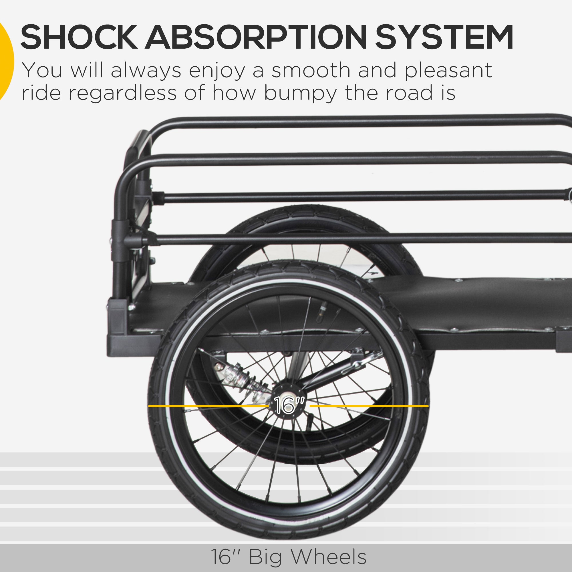 Bike Trailer, Bicycle Cargo Carrier with Suspension, Triple Safety Features, 16