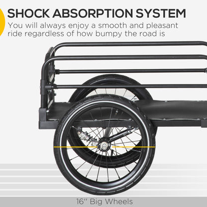 Bike Trailer, Bicycle Cargo Carrier with Suspension, Triple Safety Features, 16" Wheels, Hitch, Steel Frame, Black Bike Cargo Trailers   at Gallery Canada