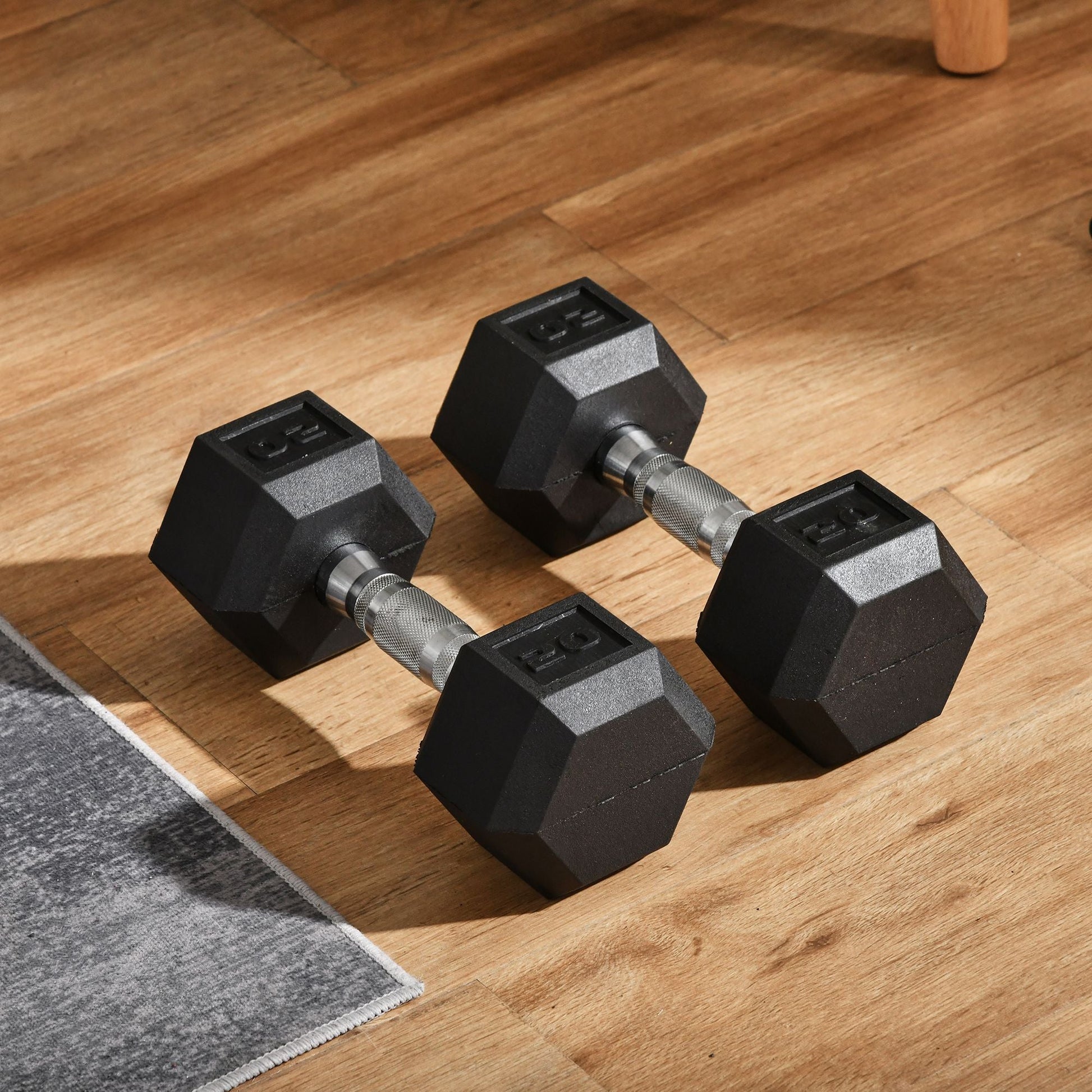 Rubber Dumbbells Weight Set, Total 40lbs(20lbs Each) Dumbbell Hand Weight for Body Fitness Training for Home Office Gym, Black - Gallery Canada