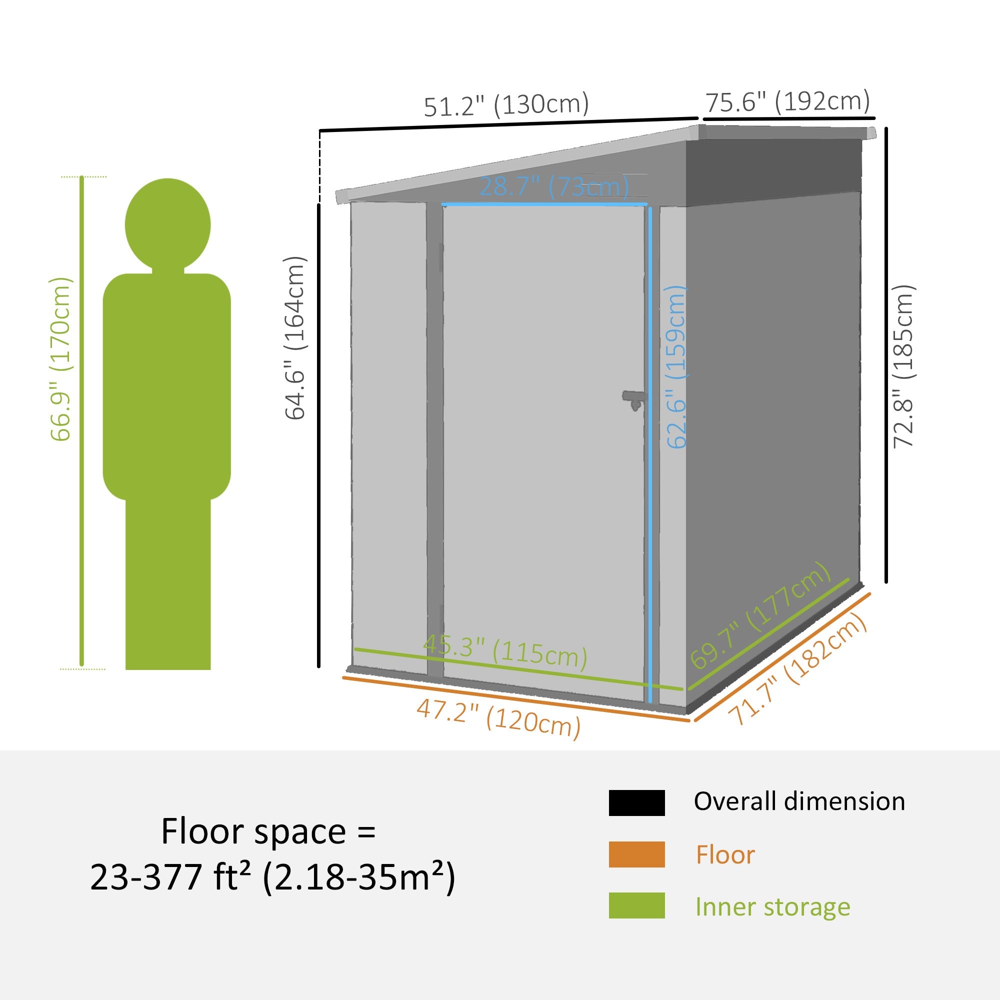 4' x 6' Garden Storage Shed Lean to Shed Outdoor Metal Tool House with Lockable Door and Air Vents for Patio, Lawn Sheds   at Gallery Canada