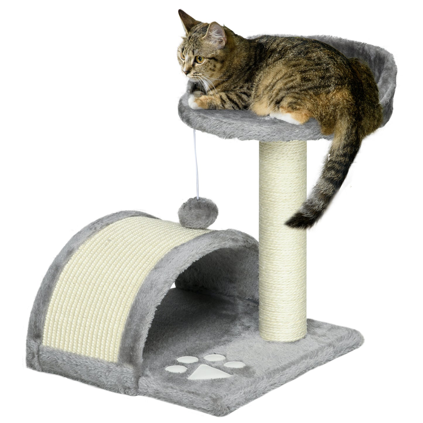 17" Cat Scratching Tree Kitty House Kitten Activity Centre Pet Bed Post Furniture with Hanging Toy (Grey) Cat Posts   at Gallery Canada