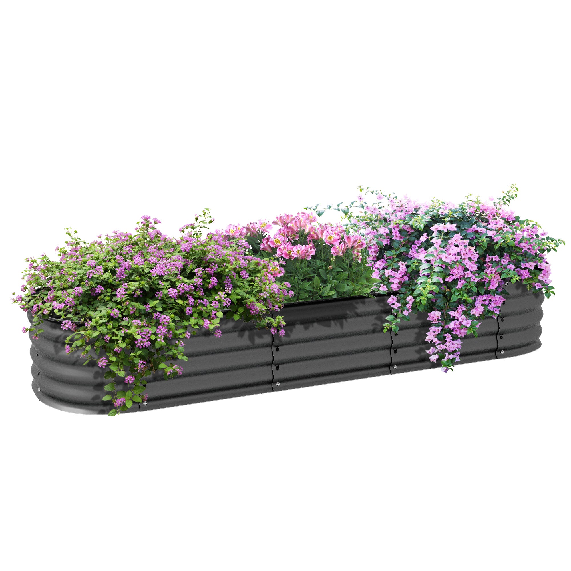 6.4 x 2 x 1ft Galvanized Raised Garden Bed Kit, Metal Planter Box with Safety Edging, Dark Grey Raised Garden Beds at Gallery Canada