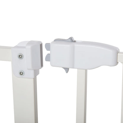 Pet Gate for Dogs, Portable Dog Gate, Walk Through Pressure Fit, Auto Close and Double Locking for Doorways, Hallways, Stairs, White Houses, Kennels & Pens   at Gallery Canada