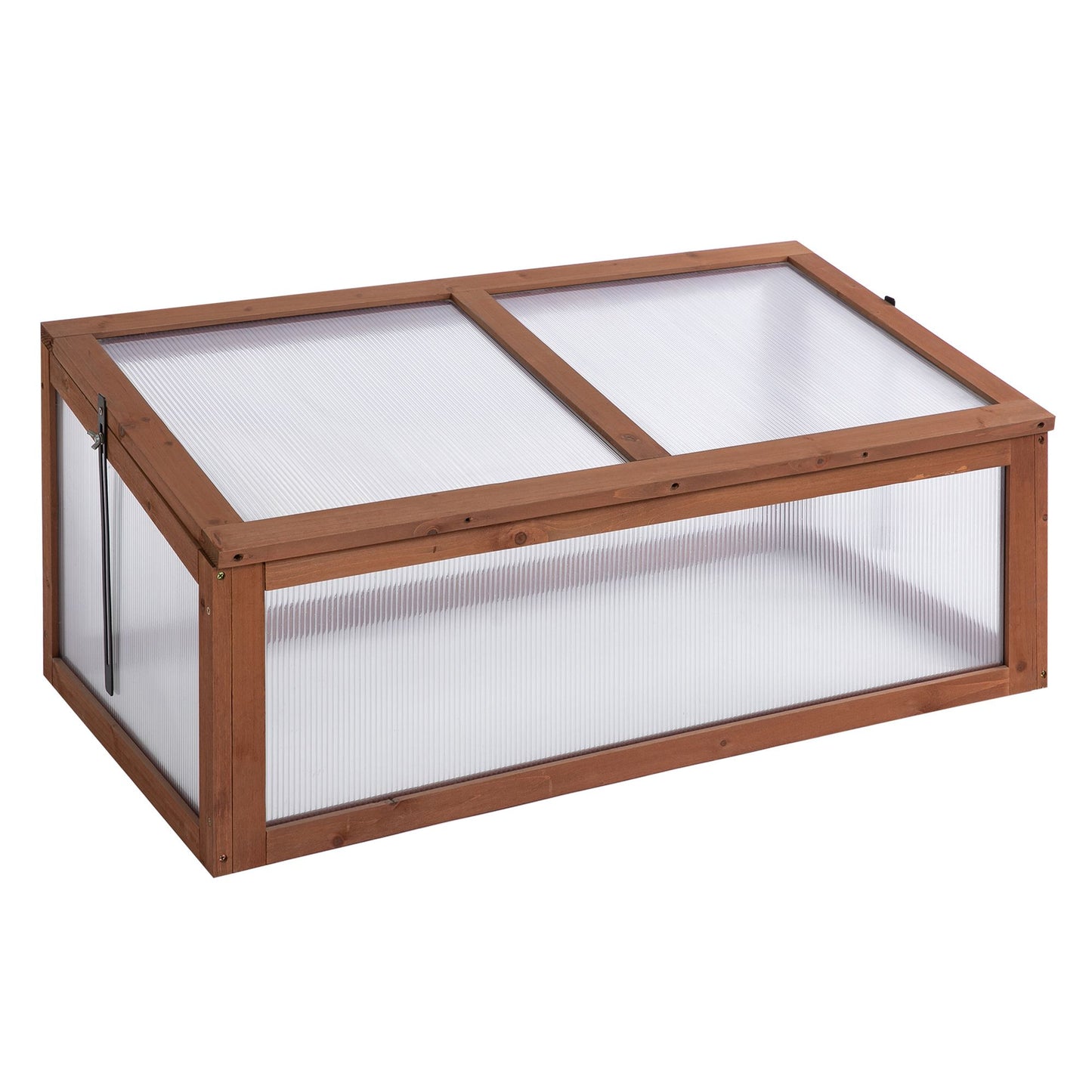 39" x 26" x 16" Wooden Cold Frame with Openable and Tilted Top Cover, Small Polycarbonate Planter Box for Flowers, Vegetables, Plants, Brown Greenhouses at Gallery Canada