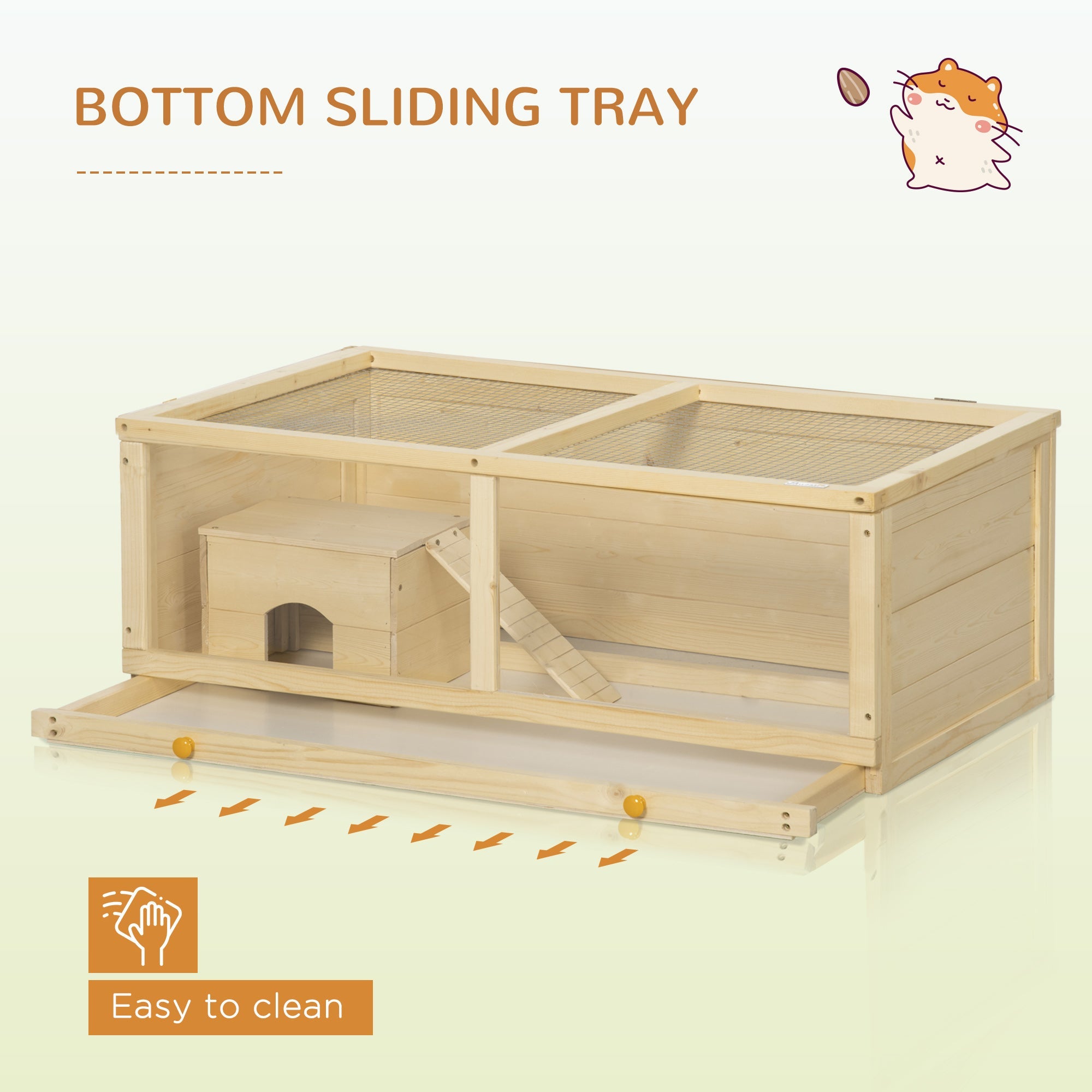 Natural Wooden Small Animal Cage with Sliding Tray and Openable Top, Natural Hamster Cages   at Gallery Canada