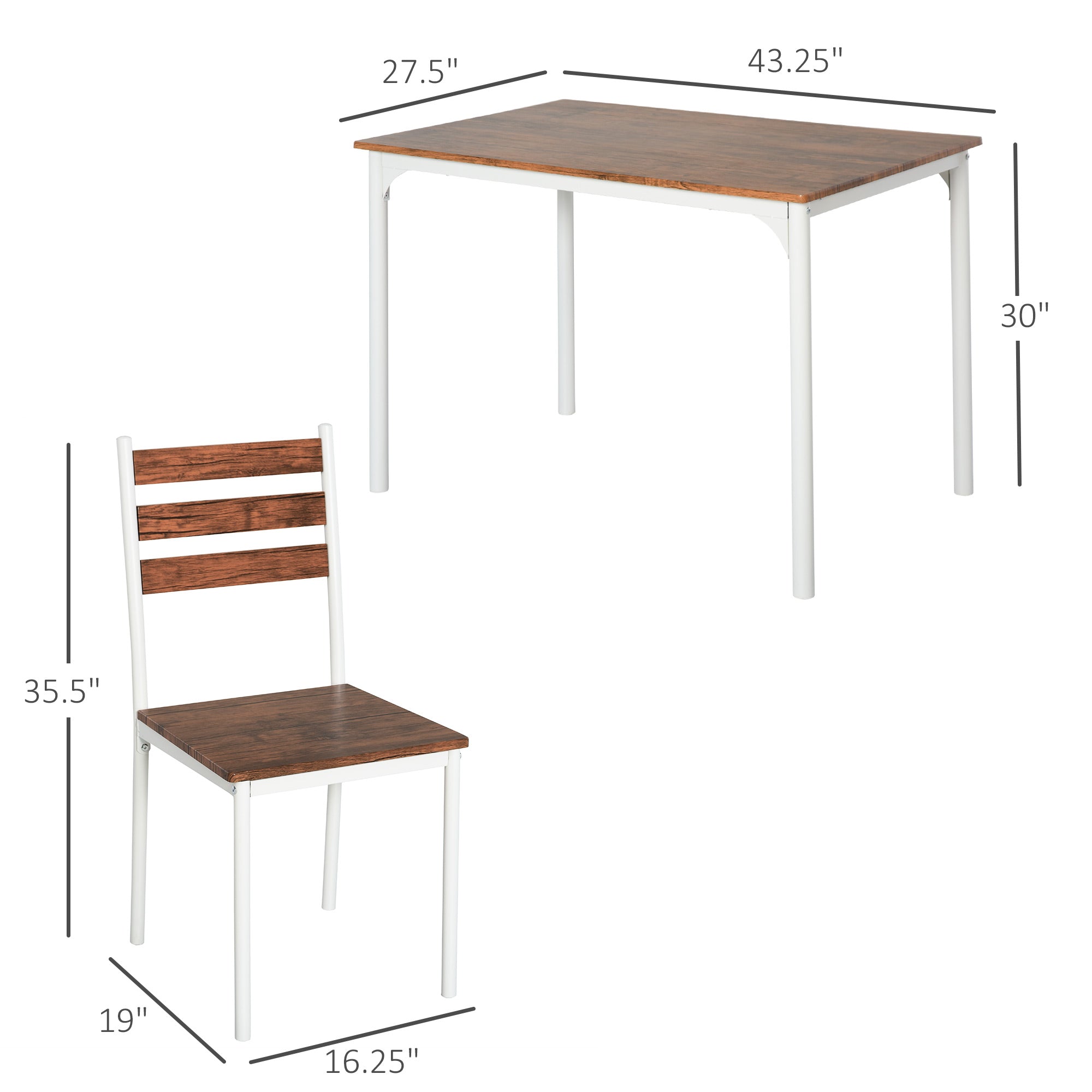 5 Piece Dining Table Set for 4, Space Saving Kitchen Table and 4 Chairs, Rectangle, Steel Frame for Dining Room Bar Sets   at Gallery Canada