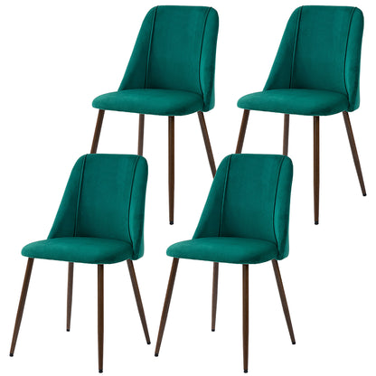 Upholstered Dining Chairs Set of 4, Velvet Accent Chair with Back and Wood-grain Steel Leg for Kitchen Bar Stools   at Gallery Canada