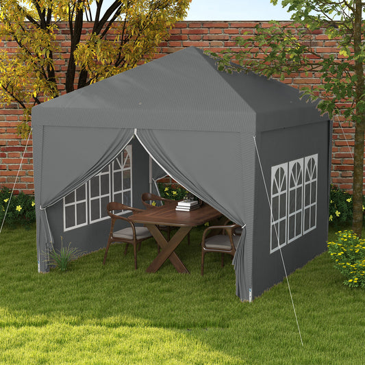 10'x10' Outdoor Pop Up Party Tent Wedding Gazebo Canopy with Carrying Bag (Dark Grey) Pop Up Canopies at Gallery Canada