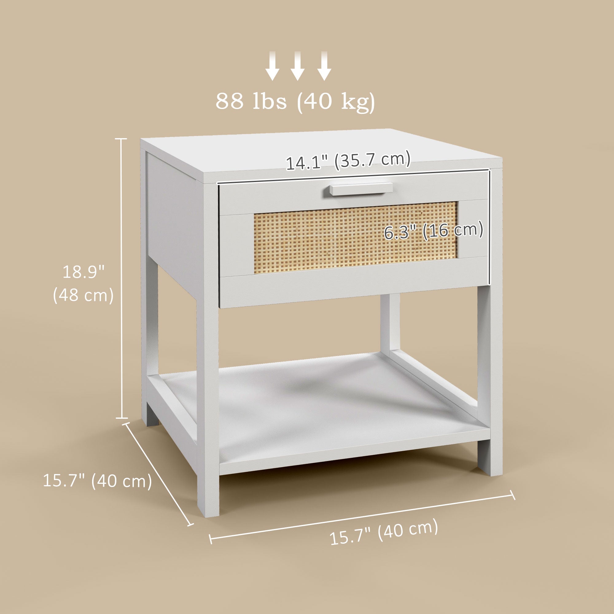 Modern Bedside Table, Accent Nightstand with Drawer and Open Shelf, Bed End Table for Bedroom, Living Room, White Bedside Tables   at Gallery Canada