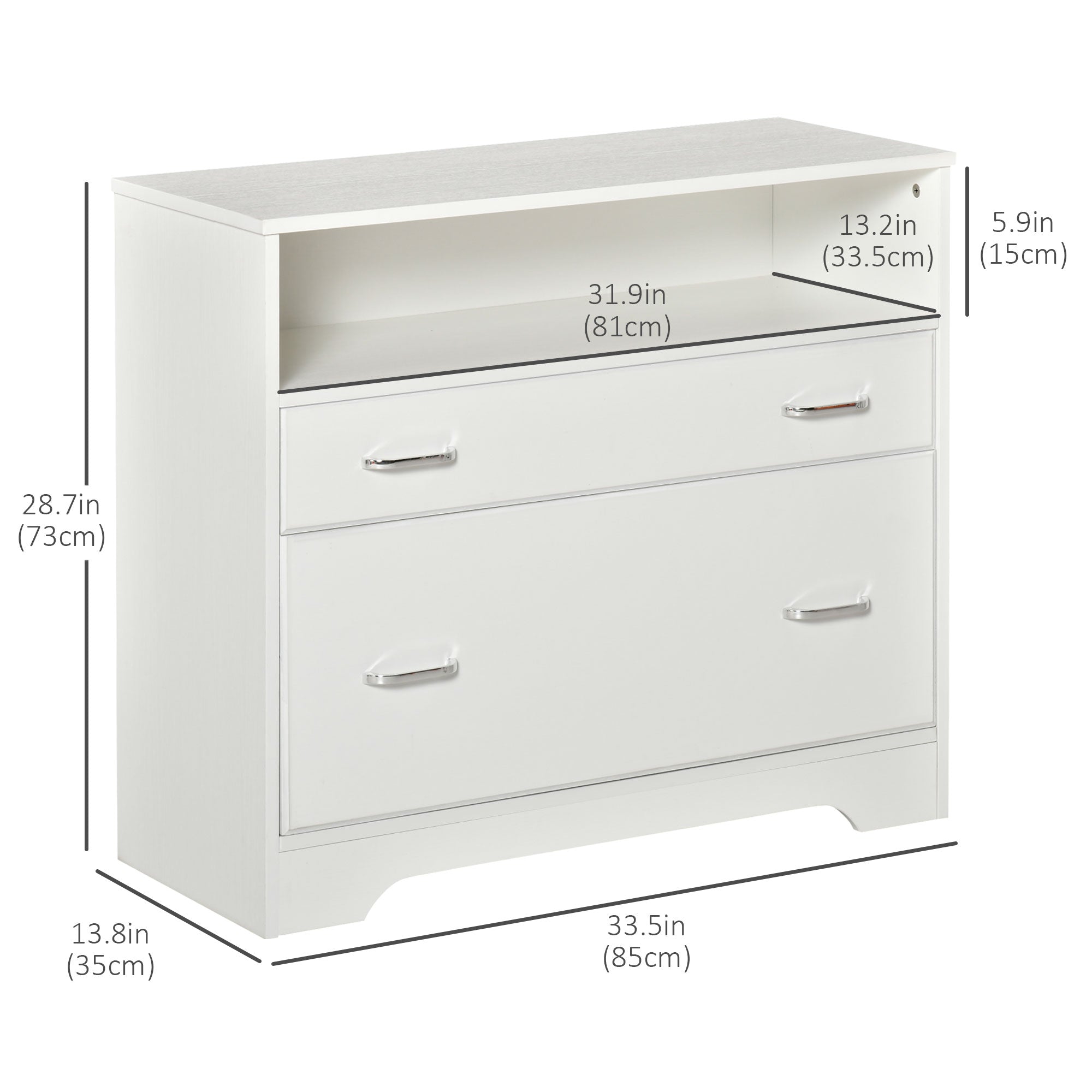 Lateral Filing Cabinet with 2 Drawers, File Cabinet for Hanging Letter Sized Files, Office Printer Stand, White Office Cabinets & Cupboards at Gallery Canada