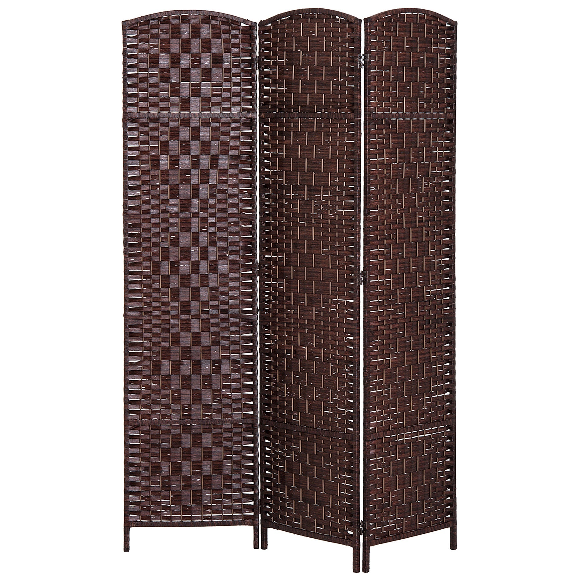 6ft Folding Room Divider, 3 Panel Wall Partition with Wooden Frame for Bedroom, Home Office, Brown Room Dividers Brown  at Gallery Canada