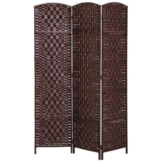 6ft Folding Room Divider, 3 Panel Wall Partition with Wooden Frame for Bedroom, Home Office, Brown - Gallery Canada