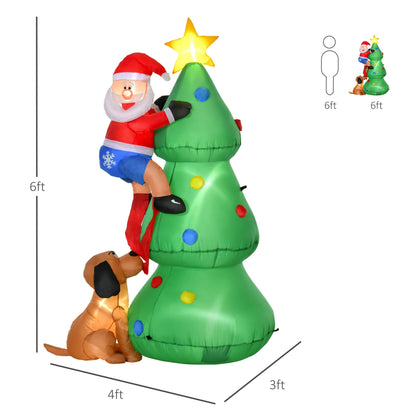 5.9ft Inflatable Christmas Tree, Santa Claus, Dog, LED Lights, Indoor, Outdoor, Home, Garden, Lawn, Decoration Christmas Inflatables Green  at Gallery Canada