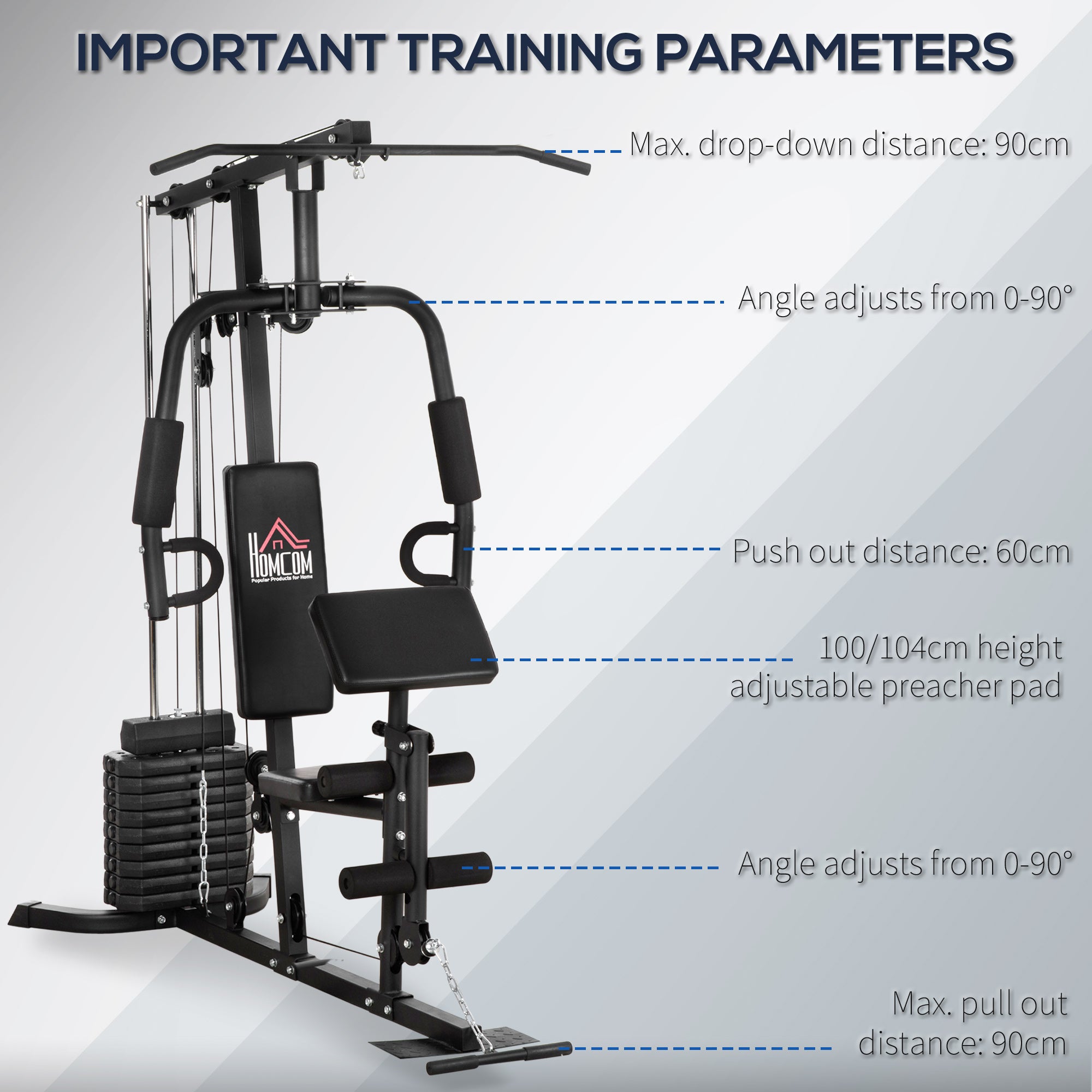 Multi-Exercise Home Gym Station with 99lbs Weight Stack, for Full Body Workout Power Towers   at Gallery Canada