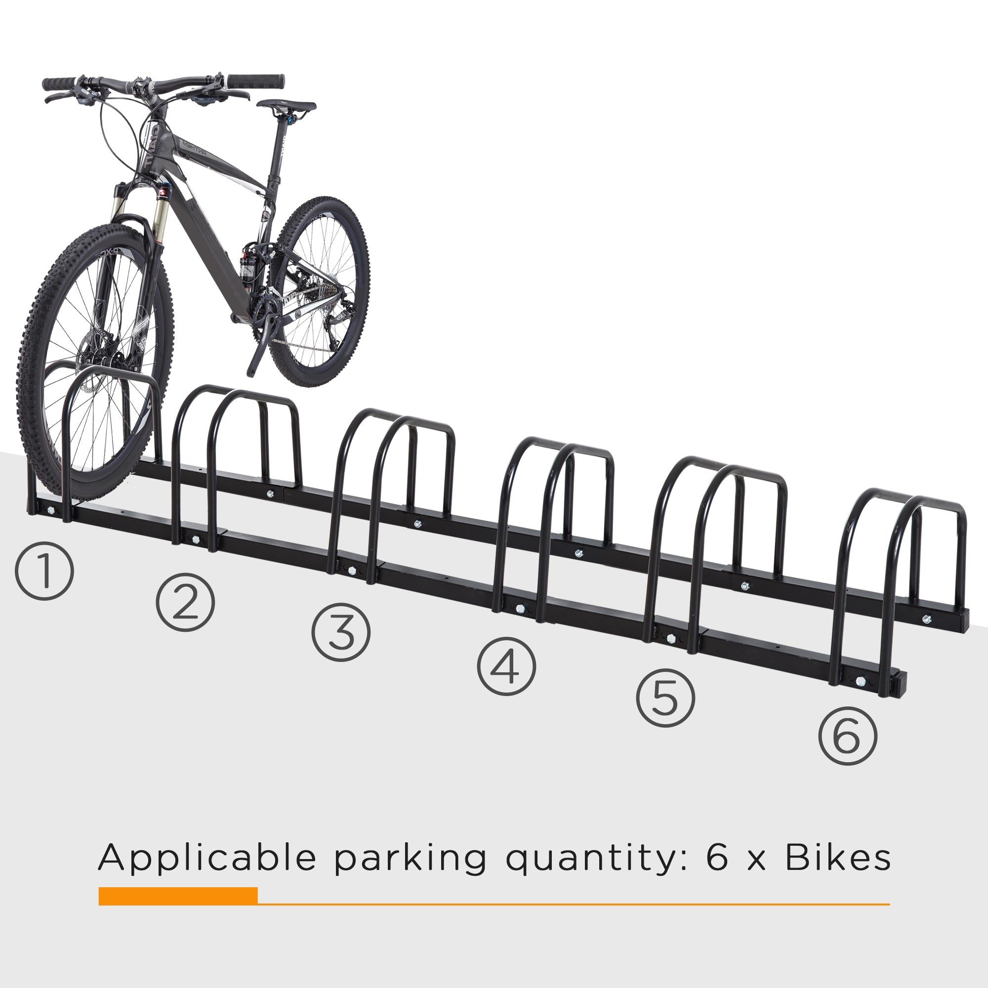 6-Bike Bicycle Floor Parking Rack Cycling Storage Stand Ground Mount Garage Organizer for Indoor and Outdoor Use Black Bike Parking Stands   at Gallery Canada