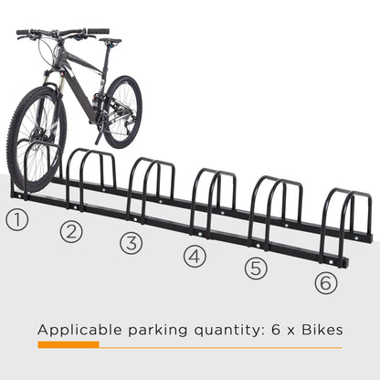 6-Bike Bicycle Floor Parking Rack Cycling Storage Stand Ground Mount Garage Organizer for Indoor and Outdoor Use Black Bike Parking Stands   at Gallery Canada