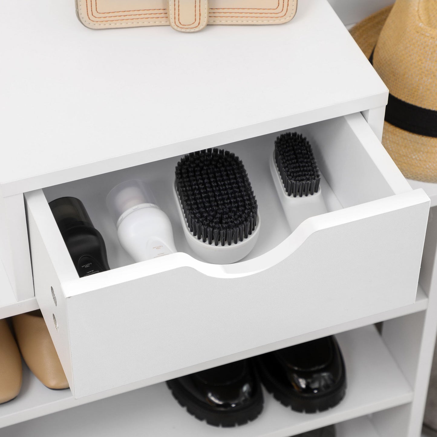 7-Tier Shoe Rack with Drawer, 11 Shelves for 17 Pairs, Space-Saving, White Shoe Storage Cabinets & Racks   at Gallery Canada