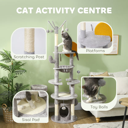 71" Cat Tree, Cat Tower with Scratching Posts, Sisal Pad, Cat Condo, Bed, Hammock, Platforms, Toy Balls, Light Grey Cat Towers   at Gallery Canada