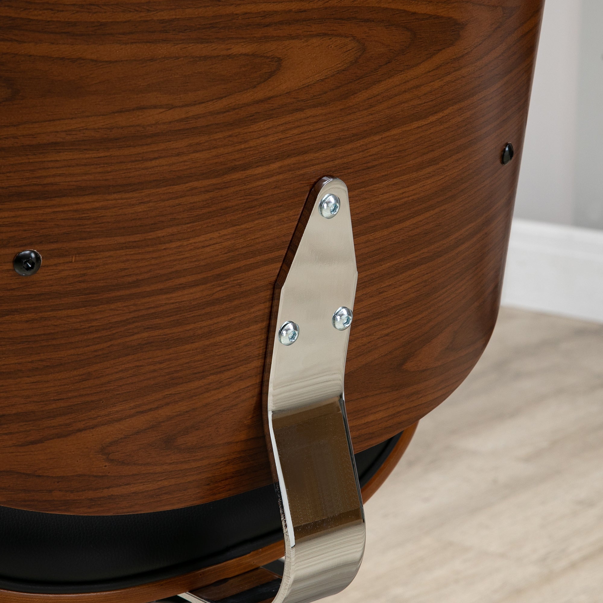 Home Office Chair, Faux Leather and Bentwood Computer Desk Chair with 360 Degree Swivel Wheels, Adjustable Height and Curved Seat, Black Task Chairs at Gallery Canada