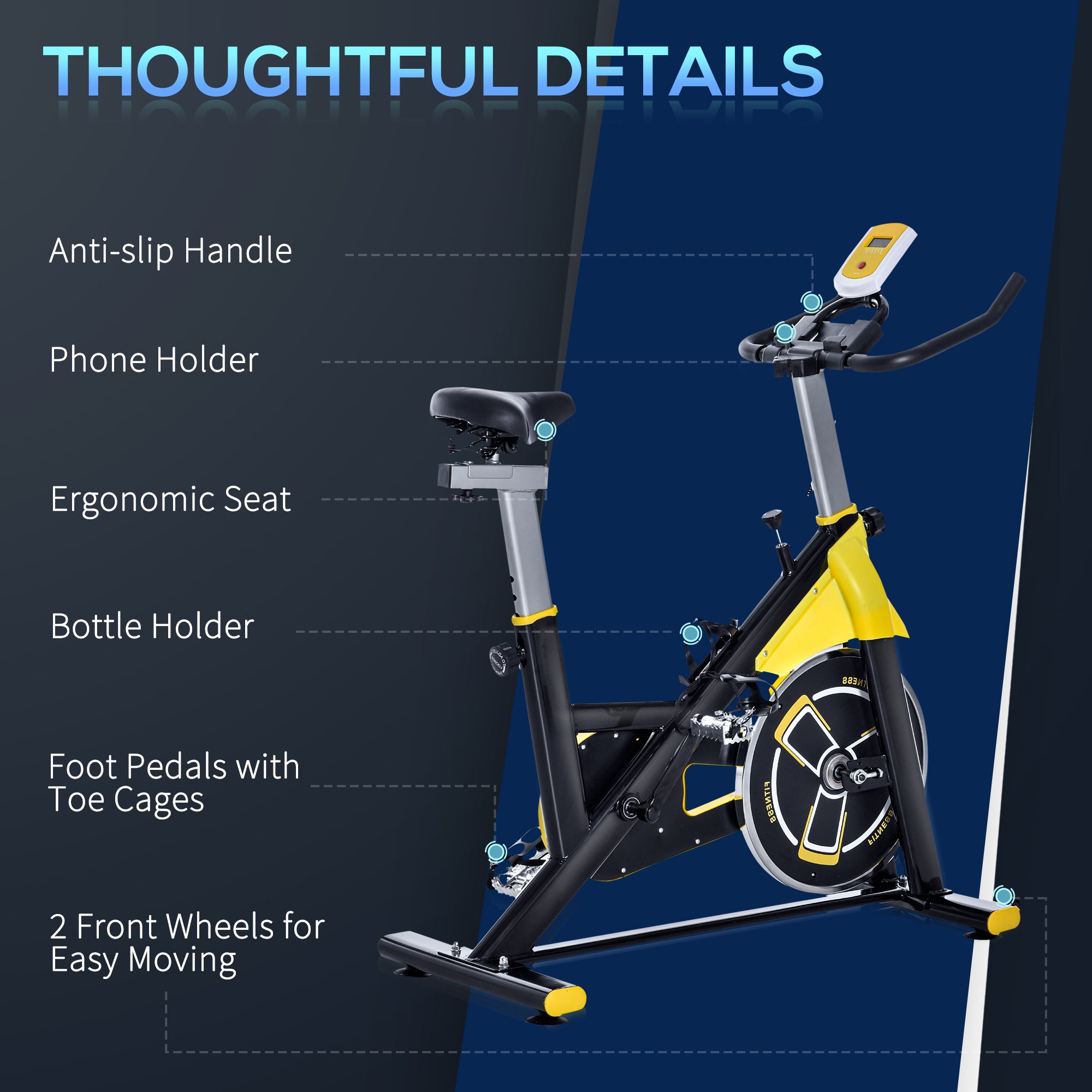 Stationary Exercise Bike, Indoor Cardio Workout Cycling Bike with Belt Drive Adjustable Resistance, Seat, Handlebar w/ LCD Display for Home Gym Exercise & Stationary Bikes at Gallery Canada