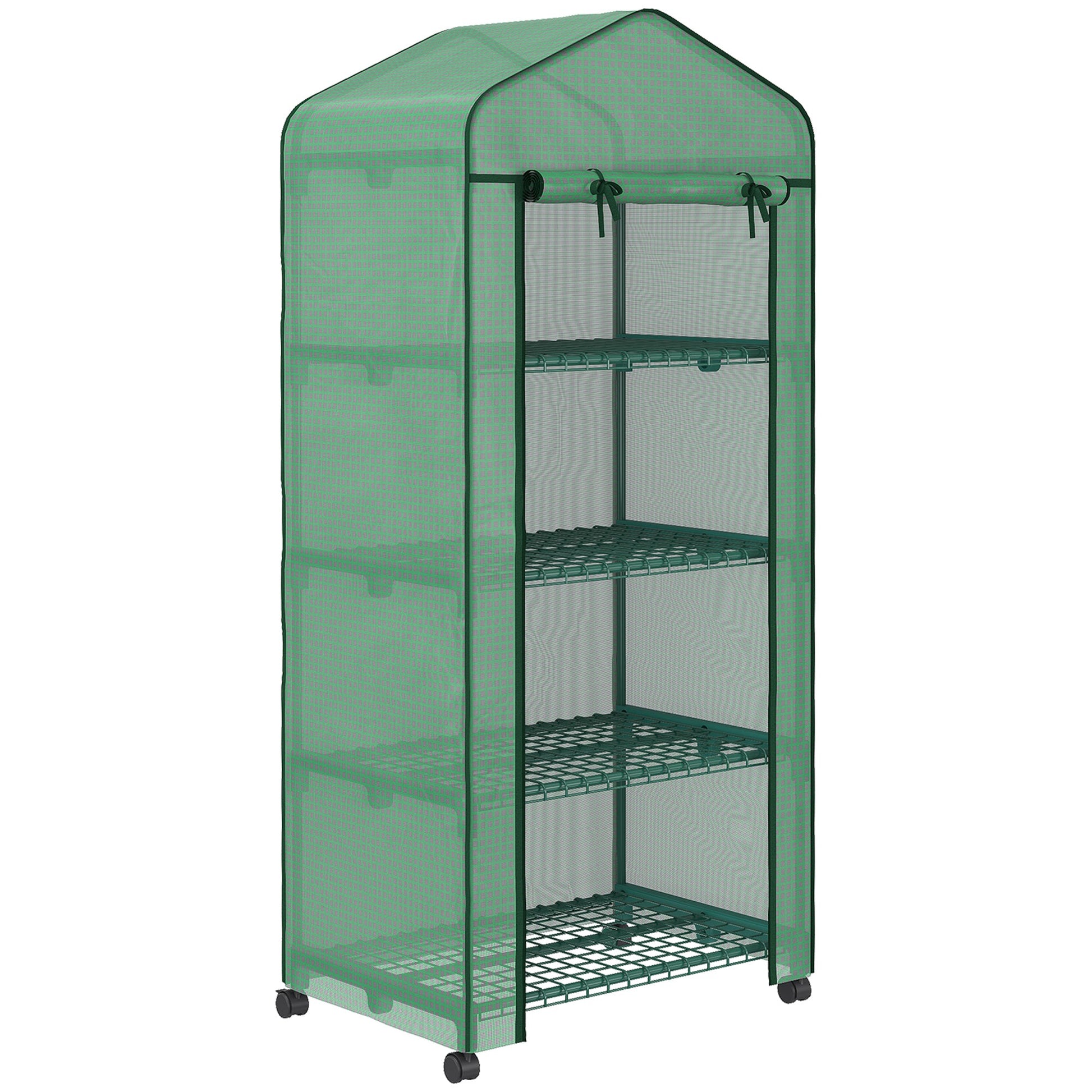 Portable Greenhouse, Outdoor Hot House Plant Flower Greenhouse with 4 Tier Shelves, PE Cover, Green Walk In Greenhouses Green  at Gallery Canada