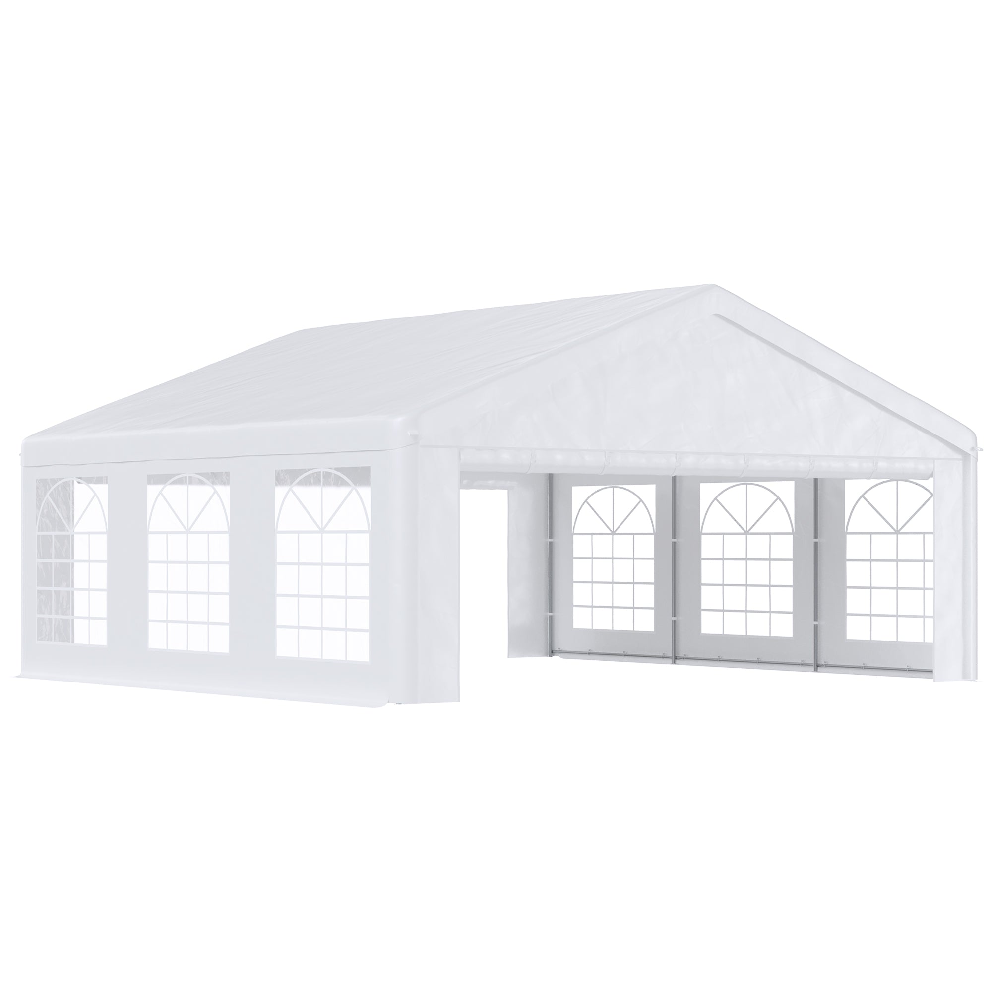 20' x 20' Heavy Duty Party Tent, Carport Garage Canopy, Patio Gazebo Canopy with Removable Sidewall, White Canopy Tents White at Gallery Canada