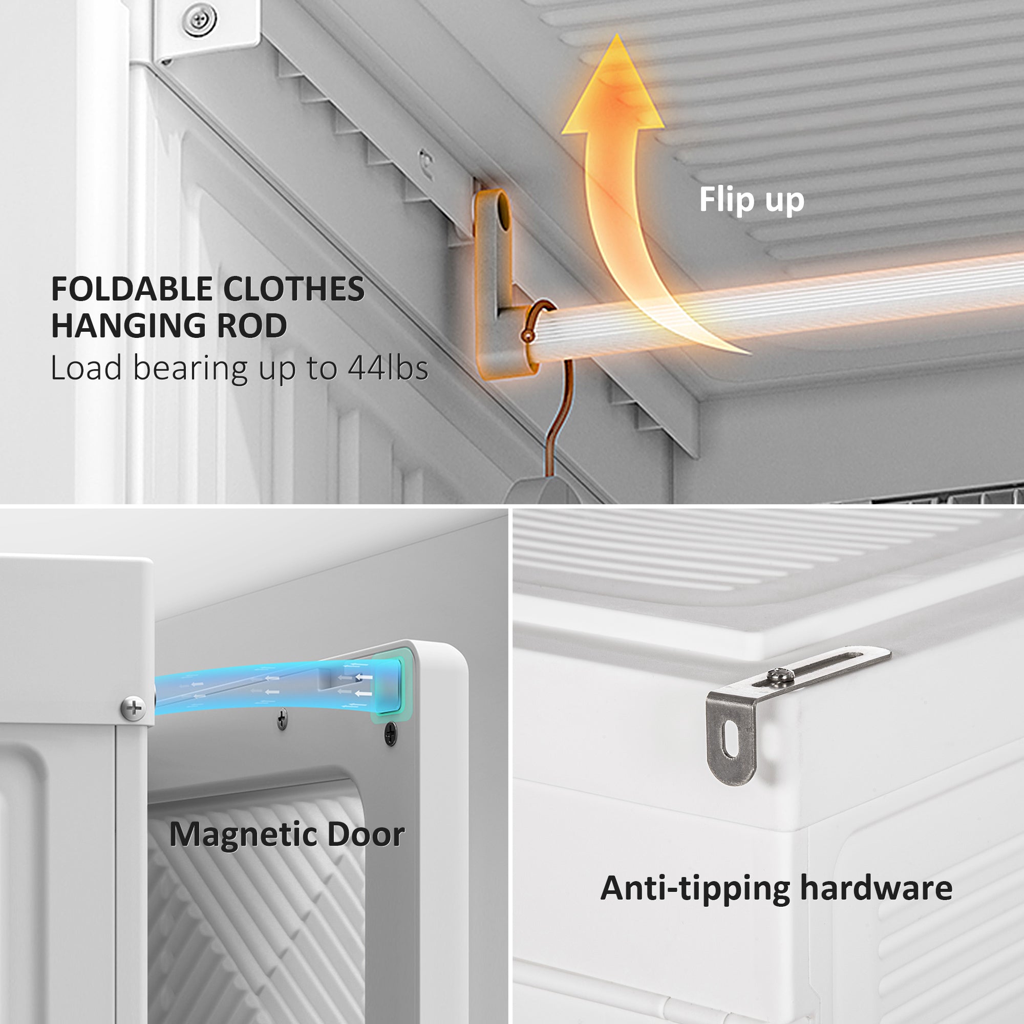 Portable Wardrobe Closet, Folding Bedroom Wardrobe, Clothes Storage Organizer with Cube Compartments, White Clothing Storage at Gallery Canada