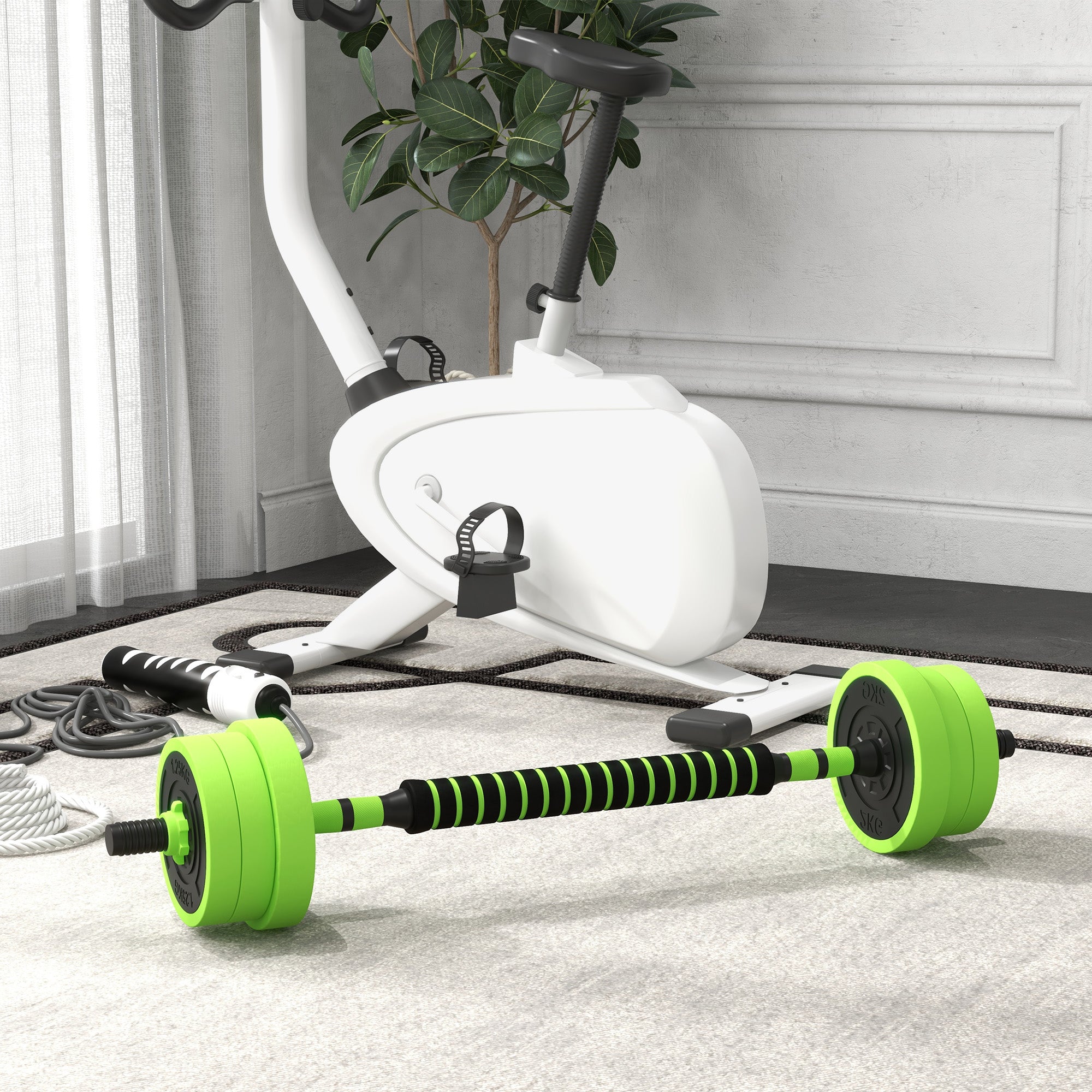 88lbs 4-in-1 Adjustable Weight Dumbbell Set, Barbell, Kettlebell, Push Up Stand, Green Dumbbells & Barbells at Gallery Canada