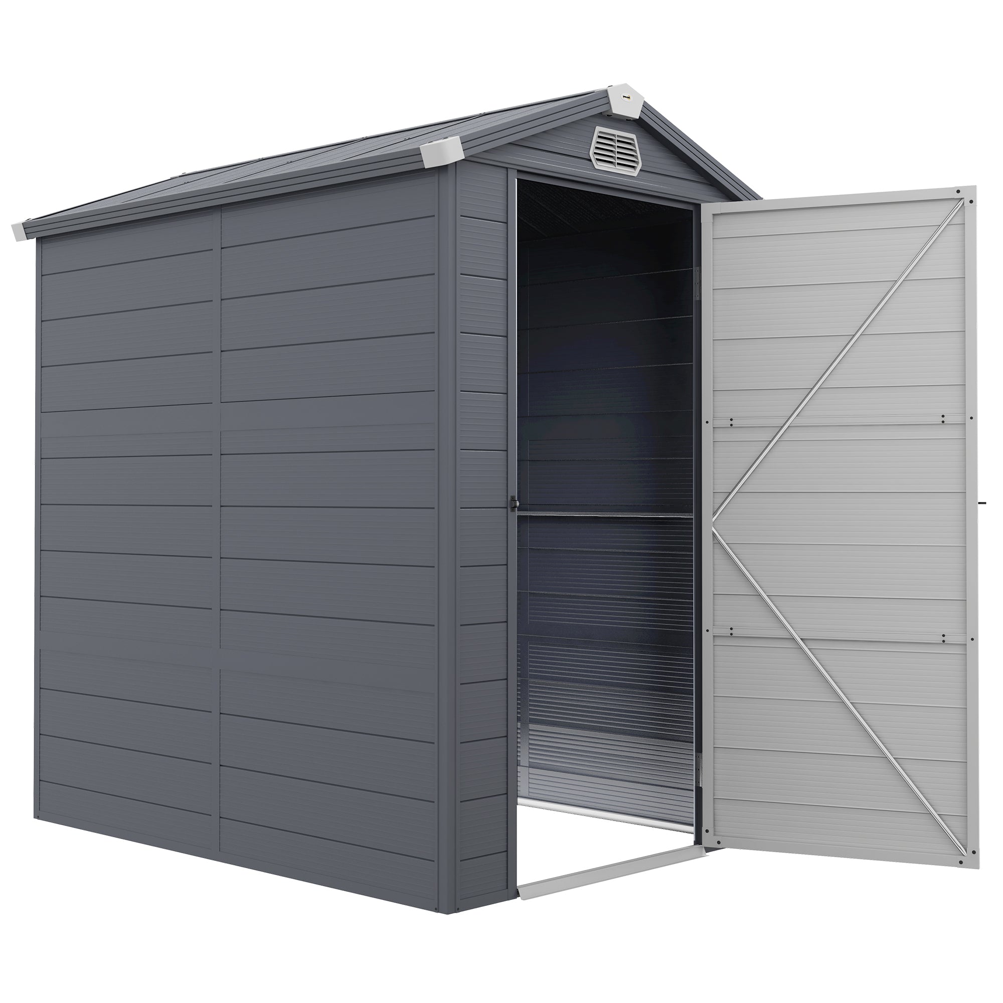 4.5' x 6' Garden Storage Shed with Latch Door, Vents, Sloped Roof, PP, Grey Sheds Grey  at Gallery Canada