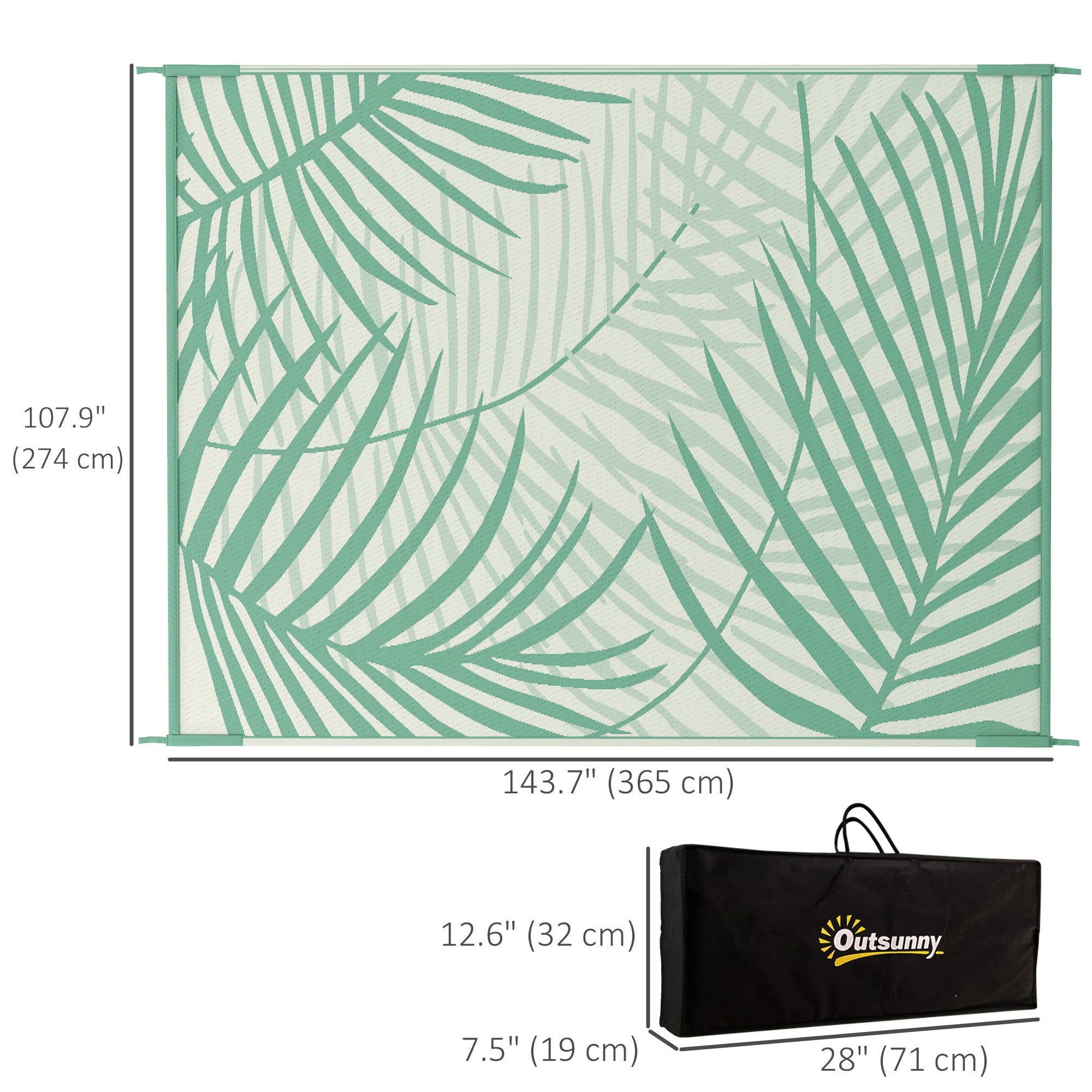 Reversible Outdoor Rug with Carry Bag, 9' x 12' Waterproof Rug, Portable RV Camping Carpet for Backyard Garden Decor at Gallery Canada